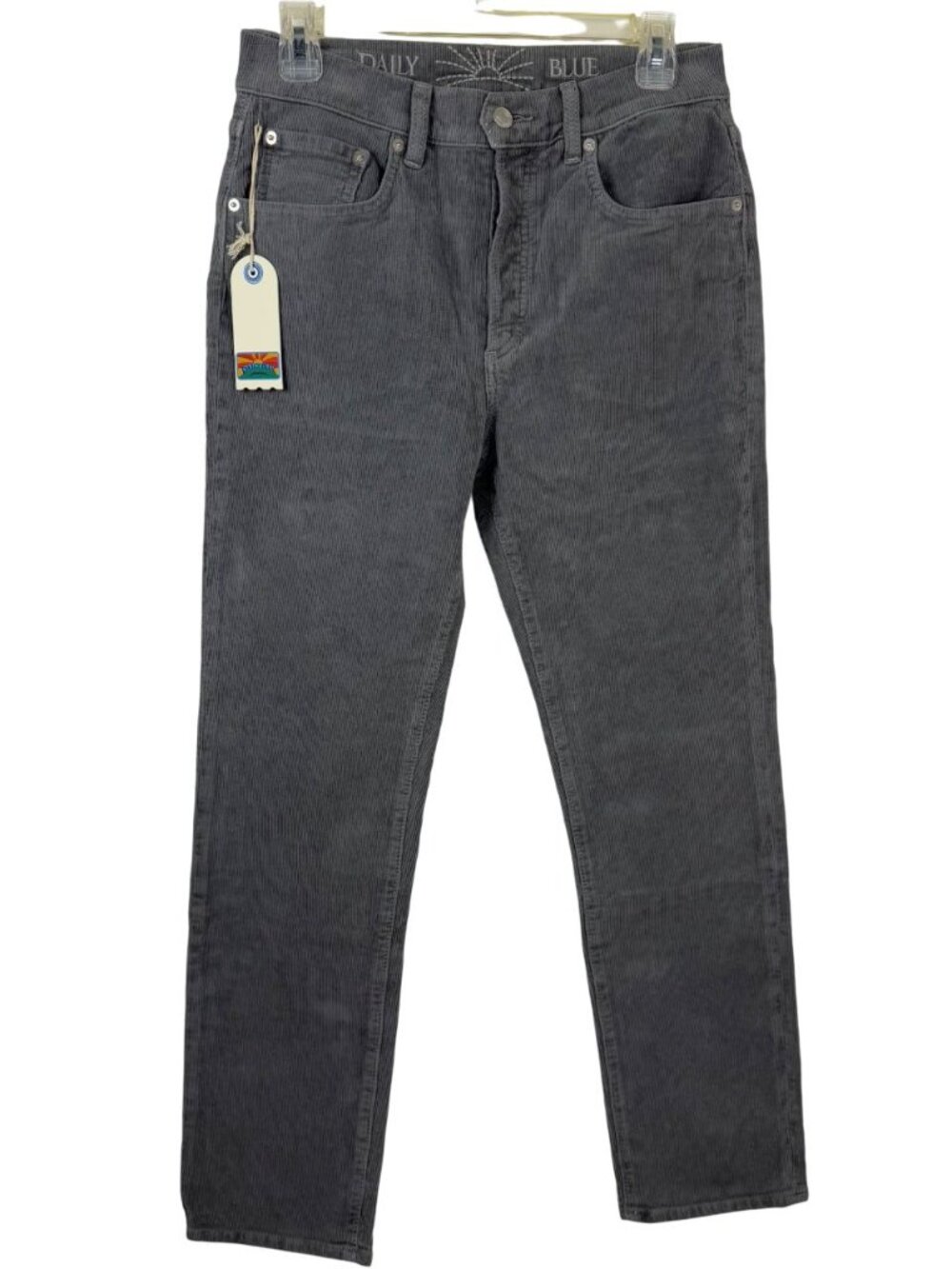 Daily Blue NEW Grey Corduroy Boost Straight Leg Jean Women's Size 27 Button Fly